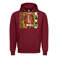 Burgundy football leopard cowhide sunflower Zipper Hoodie - JahusDesignShop