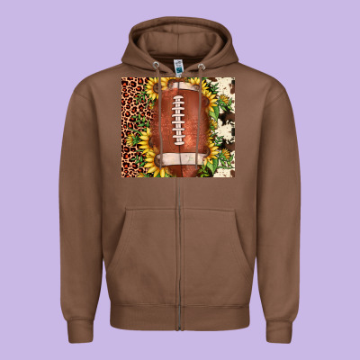 Football Leopard Cowhide Sunflower Zipper Hoodie Designed By Jahusdesignshop