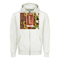 Oatmeal Heather football leopard cowhide sunflower Zipper Hoodie - JahusDesignShop