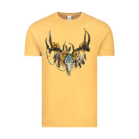 Vintage Mustard Boho Deer Skull Sunflowers And Gemstone Vintage Tee - RanaPortraitStore