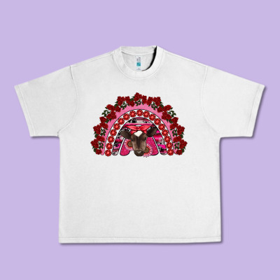 Valentine's Day Baby Cow Rainbow Urban Heavy Tee Designed By Ranaportraitstore