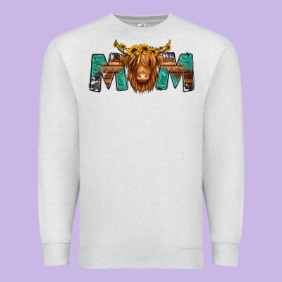 Highland Cow Mom Premium Sweatshirt Designed By Jasminsmagicworld