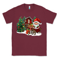 Burgundy christmas gnomes barnyard Classic Tee - FaDigitalArtStudio