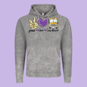 Peace Love Bus Driver Vintage Hoodie Designed By Maliassmallbusiness