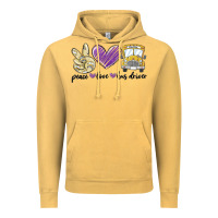 Vintage Mustard peace love bus driver Vintage Hoodie - MaliasSmallBusiness