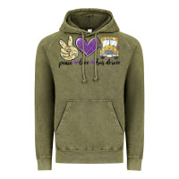 Vintage Olive peace love bus driver Vintage Hoodie - MaliasSmallBusiness