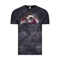 Cloud Black Boho floral raven skull Vintage Tee - RanaPortraitStore