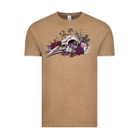 Vintage Coffee Boho floral raven skull Vintage Tee - RanaPortraitStore