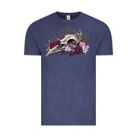 Vintage Denim Boho floral raven skull Vintage Tee - RanaPortraitStore