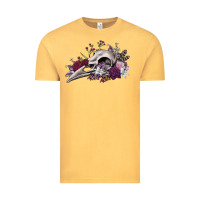 Vintage Mustard Boho floral raven skull Vintage Tee - RanaPortraitStore