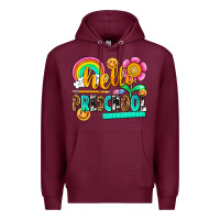 Burgundy hello preschool Premium Hoodie - NancyCooperArtShop