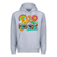 Heather Grey hello preschool Premium Hoodie - NancyCooperArtShop