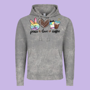 Peace Love Coffee Vintage Hoodie Designed By Maliassmallbusiness