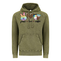 Vintage Olive peace love coffee Vintage Hoodie - MaliasSmallBusiness