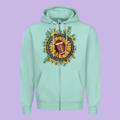 Football Gemstone Sunflower Zipper Hoodie Designed By Jahusdesignshop