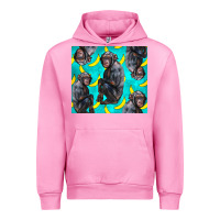 Fuchsia Pink Chimpanzee And Banana Urban Hoodie - LillyAllenDesigns