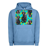 Pigment Pebble Blue Chimpanzee And Banana Urban Hoodie - LillyAllenDesigns