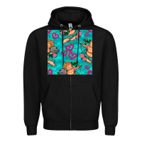 Black valentines day cupid and neon heart seamless pattern Zipper Hoodie - BundleAndBundleShop