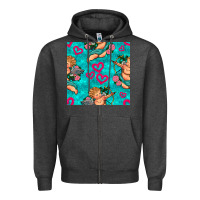 Charcoal Heather valentines day cupid and neon heart seamless pattern Zipper Hoodie - BundleAndBundleShop