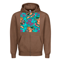 Chestnut valentines day cupid and neon heart seamless pattern Zipper Hoodie - BundleAndBundleShop
