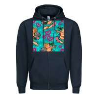 Navy valentines day cupid and neon heart seamless pattern Zipper Hoodie - BundleAndBundleShop