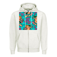 Oatmeal Heather valentines day cupid and neon heart seamless pattern Zipper Hoodie - BundleAndBundleShop