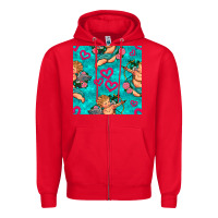 Red valentines day cupid and neon heart seamless pattern Zipper Hoodie - BundleAndBundleShop