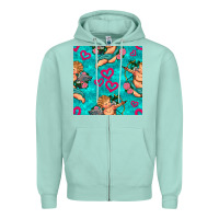 Seafoam valentines day cupid and neon heart seamless pattern Zipper Hoodie - BundleAndBundleShop
