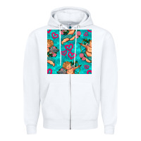 White valentines day cupid and neon heart seamless pattern Zipper Hoodie - BundleAndBundleShop