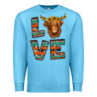 Ocean Blue love highland cow Premium Sweatshirt - Jasminsmagicworld