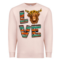 Pale Pink love highland cow Premium Sweatshirt - Jasminsmagicworld