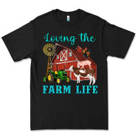 Black western loving the farm life barn cow pig rooster tractor wind wheel Premium Tee - Artiststas