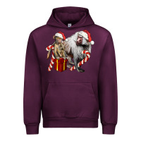 Mauve Wine Christmas Baboon Baby And Mama Urban Hoodie - LillyAllenDesigns