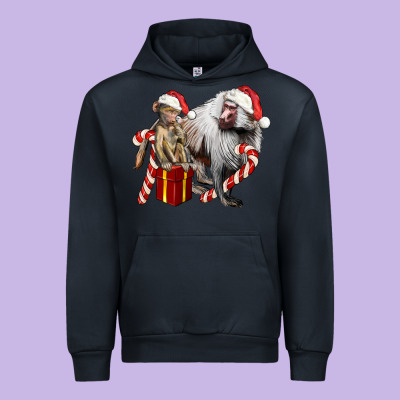 Christmas Baboon Baby And Mama Urban Hoodie Designed By Lillyallendesigns