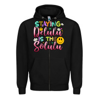 Black staying delulu is the solulu Zipper Hoodie - Artiststas