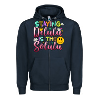 Navy staying delulu is the solulu Zipper Hoodie - Artiststas