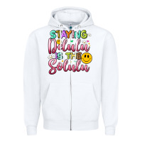 White staying delulu is the solulu Zipper Hoodie - Artiststas