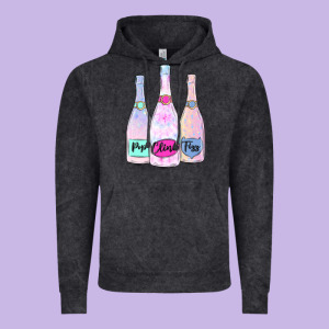 Pop Clink Fizz Champagne Bubbly Vintage Hoodie Designed By Maliassmallbusiness
