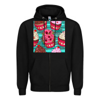 Black valentines day flower cupcakes and serape seamless pattern Zipper Hoodie - BundleAndBundleShop