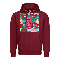 Burgundy valentines day flower cupcakes and serape seamless pattern Zipper Hoodie - BundleAndBundleShop