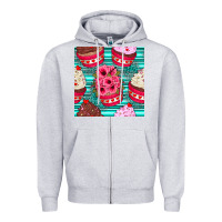 Heather Grey valentines day flower cupcakes and serape seamless pattern Zipper Hoodie - BundleAndBundleShop