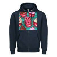 Navy valentines day flower cupcakes and serape seamless pattern Zipper Hoodie - BundleAndBundleShop