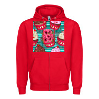 Red valentines day flower cupcakes and serape seamless pattern Zipper Hoodie - BundleAndBundleShop
