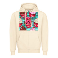 Sandshell valentines day flower cupcakes and serape seamless pattern Zipper Hoodie - BundleAndBundleShop