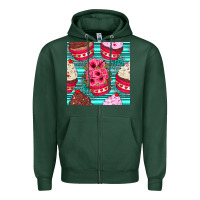 Sports Green valentines day flower cupcakes and serape seamless pattern Zipper Hoodie - BundleAndBundleShop