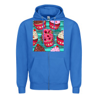 True Royal valentines day flower cupcakes and serape seamless pattern Zipper Hoodie - BundleAndBundleShop