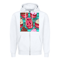 White valentines day flower cupcakes and serape seamless pattern Zipper Hoodie - BundleAndBundleShop