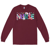 Burgundy Easter Nurse Easter Day Long Sleeve Tee - Neo Western