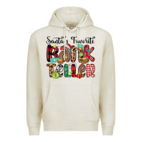 Oatmeal Heather santa s favorite bank teller Premium Hoodie - MaliasSmallBusiness