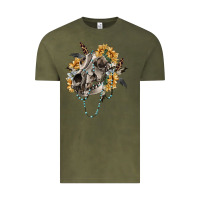 Vintage Olive Boho wolf skull Vintage Tee - RanaPortraitStore